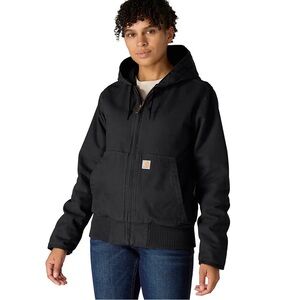 Carhartt Washed Duck Active Jacket 104053 Black Women's Size M Work Wear Grunge